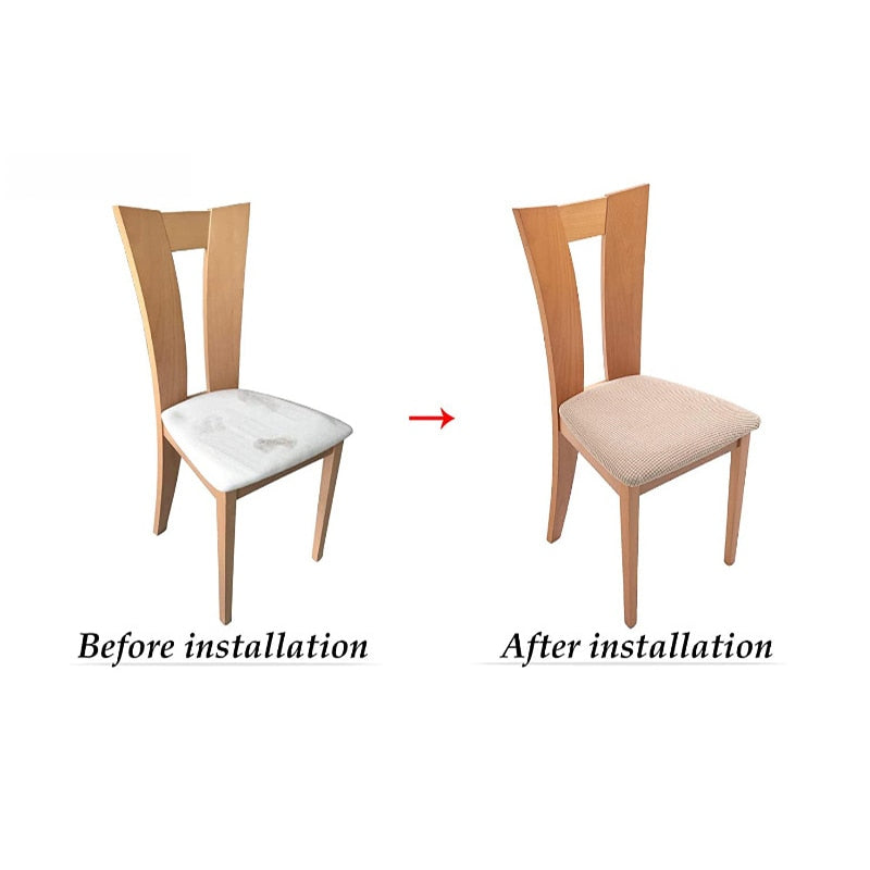 Spandex Jacquard Chair Cushion Cover Dining Room Upholstered Cushion Solid Chair Seat Cover Without Backrest Furniture Protector high chair covers DailyAlertDeals