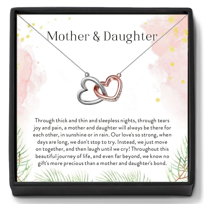 Mother Daughter Love Double Heart-shaped Connected Hollow Chain Necklace for Christmas GiftLight Luxury Female Clavicle Chain 0 DailyAlertDeals