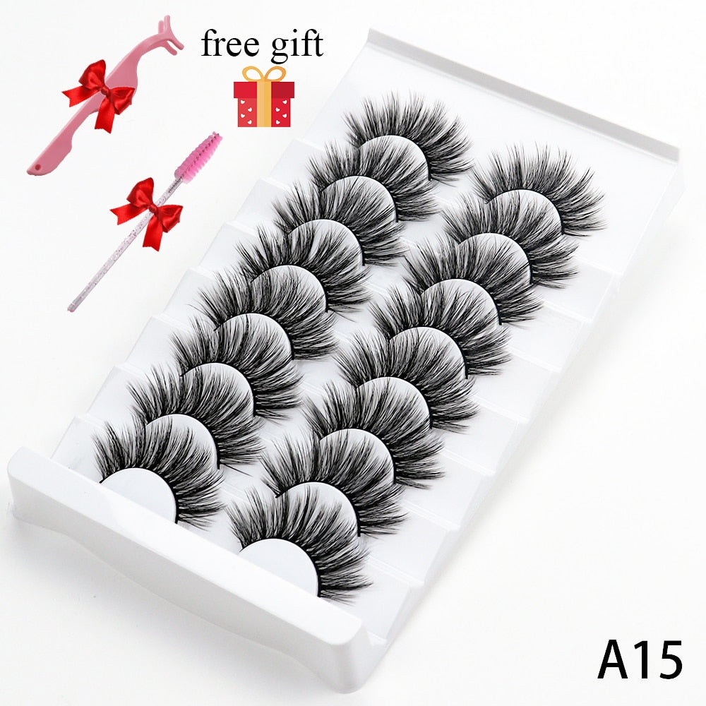 5/8 Pairs Faux Mink Eyelashes Soft Fluffy Natural False Eyelashes 3D Thick Dramatic Makeup Eyelashes Reusable Handmade Lashes DailyAlertDeals A15 China