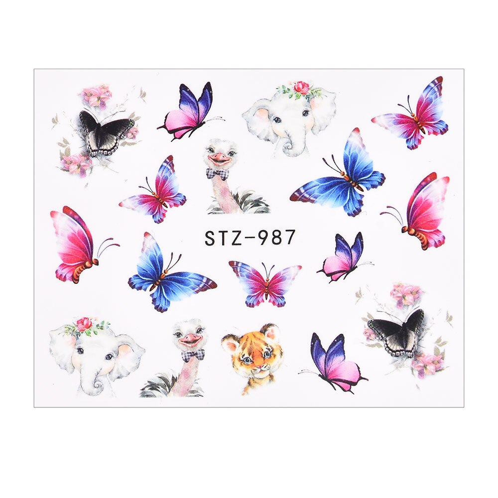 3D Watercolor Butterflies Sliders Nail Art Water Transfer Decal Sticker Blue Valentine's Day Nail Decoration Tattoo Manicure 0 DailyAlertDeals TA617