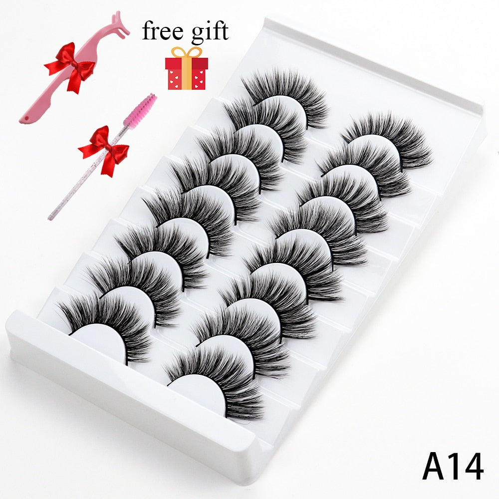 5/8 Pairs Faux Mink Eyelashes Soft Fluffy Natural False Eyelashes 3D Thick Dramatic Makeup Eyelashes Reusable Handmade Lashes DailyAlertDeals A14 China