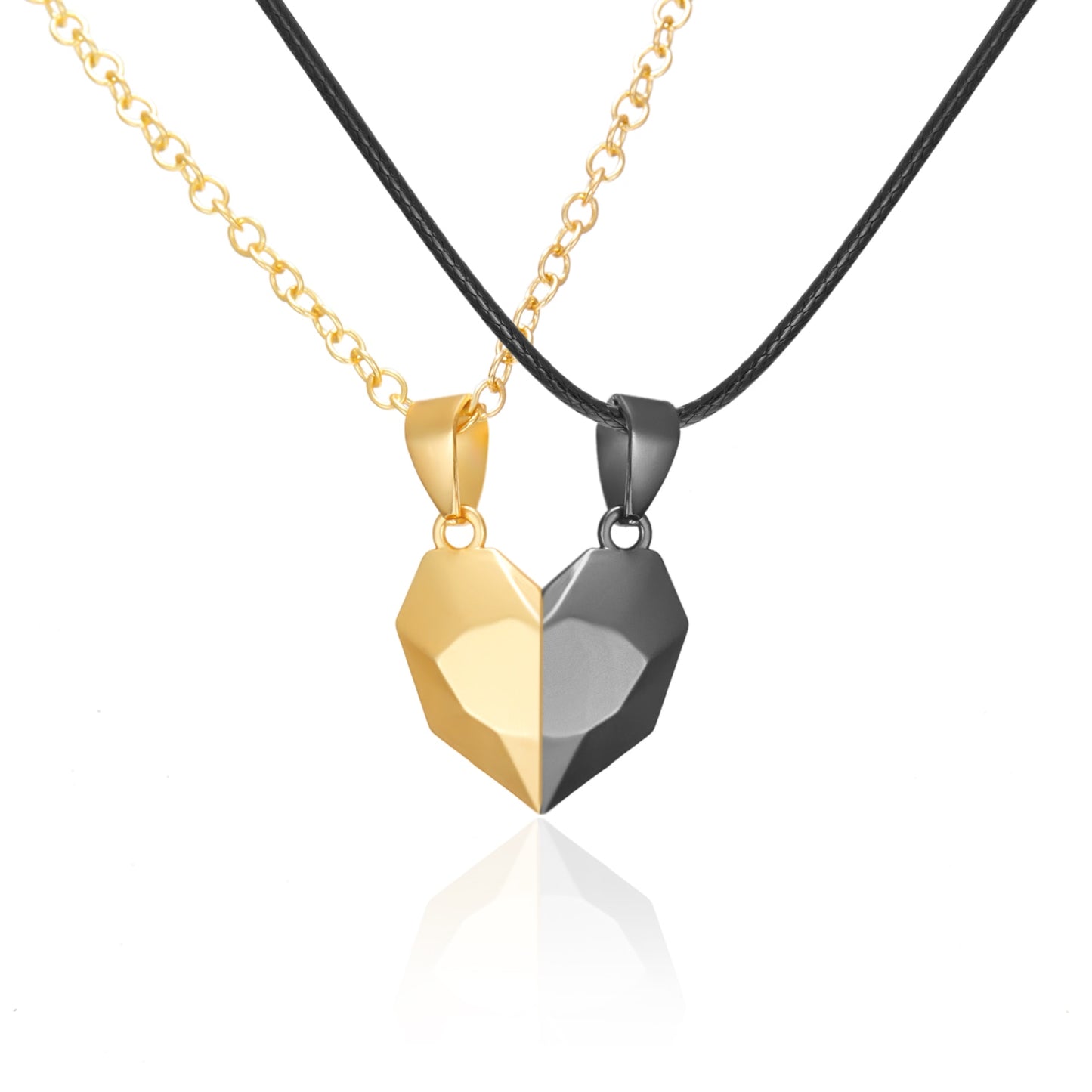 2Pcs/Lot Magnetic Couple Necklace Friendship Heart Pendant Distance Faceted Charm Necklace Women Valentine's Day Gift 2021 0 DailyAlertDeals 13