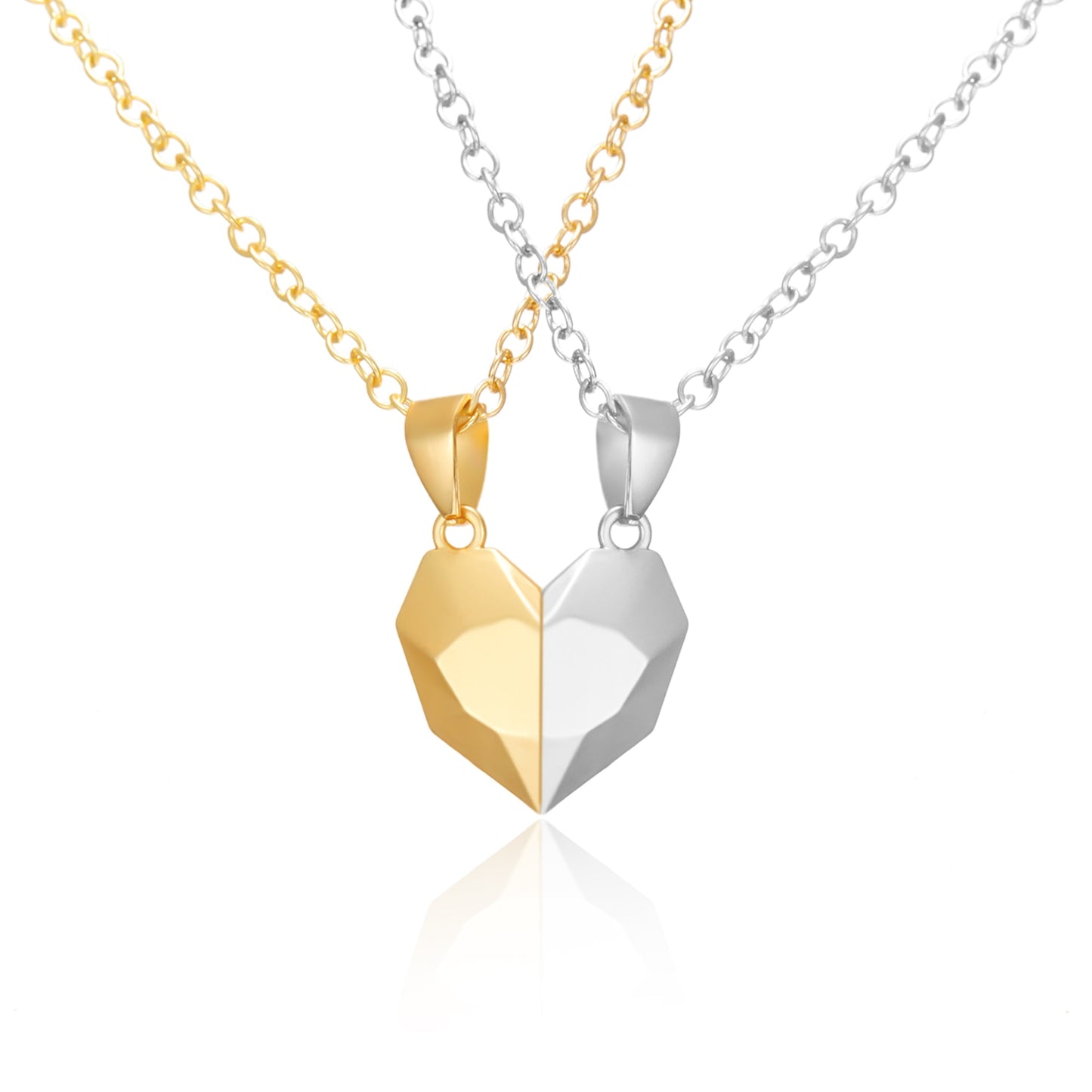 2Pcs/Lot Magnetic Couple Necklace Friendship Heart Pendant Distance Faceted Charm Necklace Women Valentine's Day Gift 2021 0 DailyAlertDeals 11
