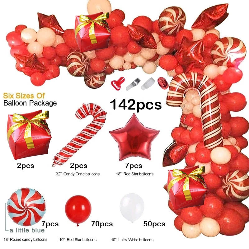 Christmas Balloon Arch Green Gold Red Box Candy Balloons Garland Cone Explosion Star Foil Balloons Christmas Decoration Party Christmas Balloons DailyAlertDeals B 142pcs christmas Other