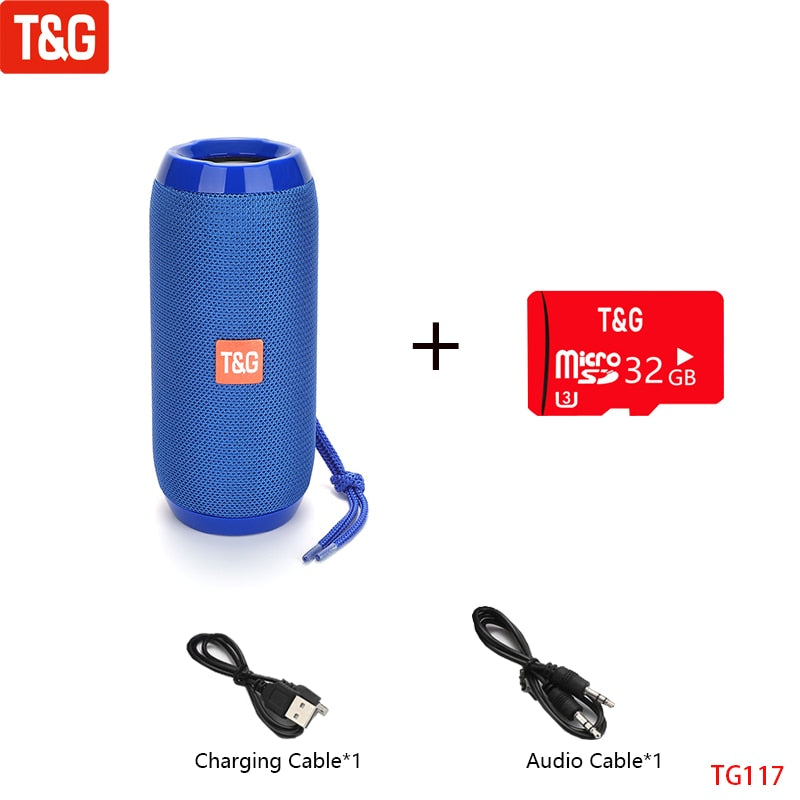T&G TG117 Portable Bluetooth Speaker Wireless Bass Column Waterproof Outdoor Music Vibro Speakers TF Card Subwoofer Loudspeaker 0 DailyAlertDeals China Blue TF Card Speaker