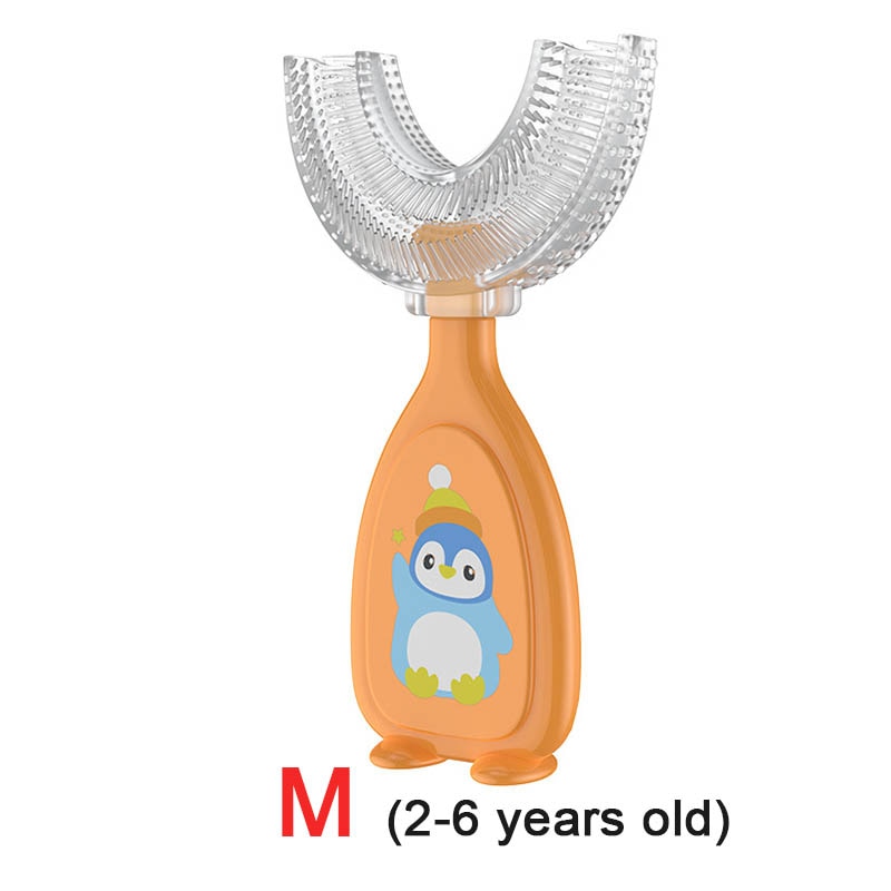 Baby toothbrush children teeth oral care cleaning brush soft Silicone teethers baby toothbrush new born baby items 2-12Y Baby silicon soft toothbrush DailyAlertDeals orange M