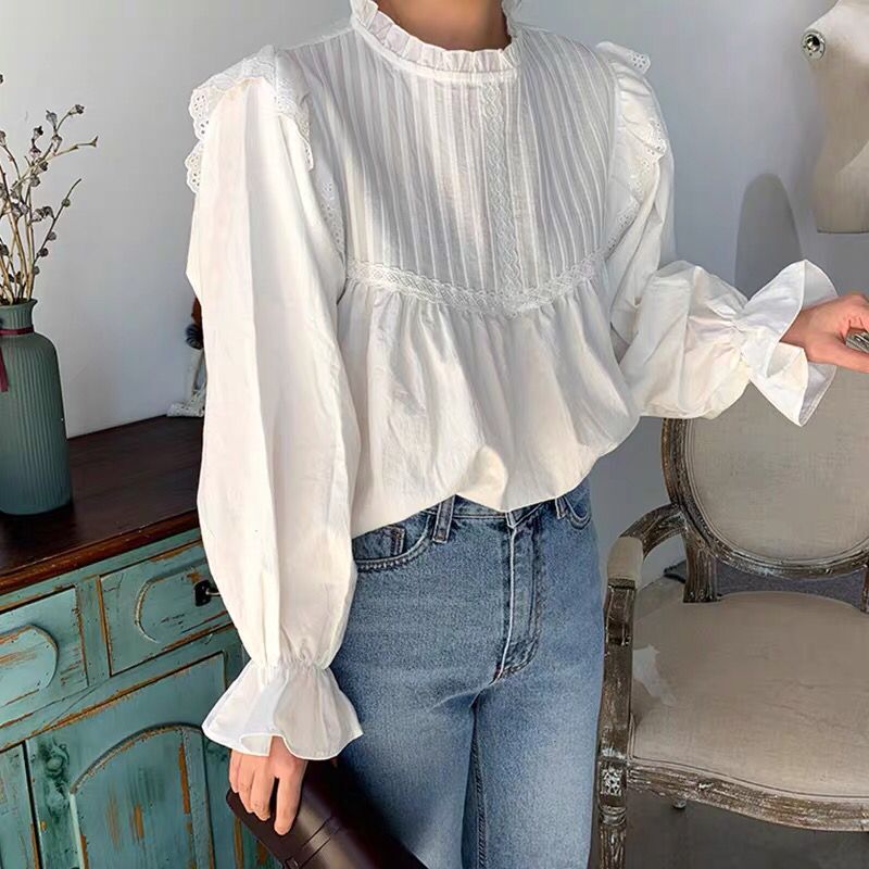 Autumn New Long Sleeve White Blouse Women Tops Korean Vintage Lace Elegant Womens Tops And Blouses Casual Shirts Women 12276 0 DailyAlertDeals