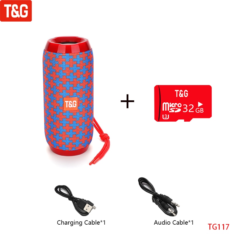 T&G TG117 Portable Bluetooth Speaker Wireless Bass Column Waterproof Outdoor Music Vibro Speakers TF Card Subwoofer Loudspeaker 0 DailyAlertDeals China Red Blue TF Card Speaker