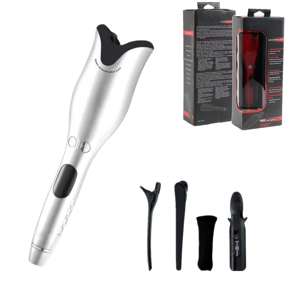 Auto Rotating Ceramic Hair Curler Automatic Curling Iron Styling Tool Hair Iron Curling Wand Air Spin and Curl Curler Hair Waver DailyAlertDeals China with box 4 US
