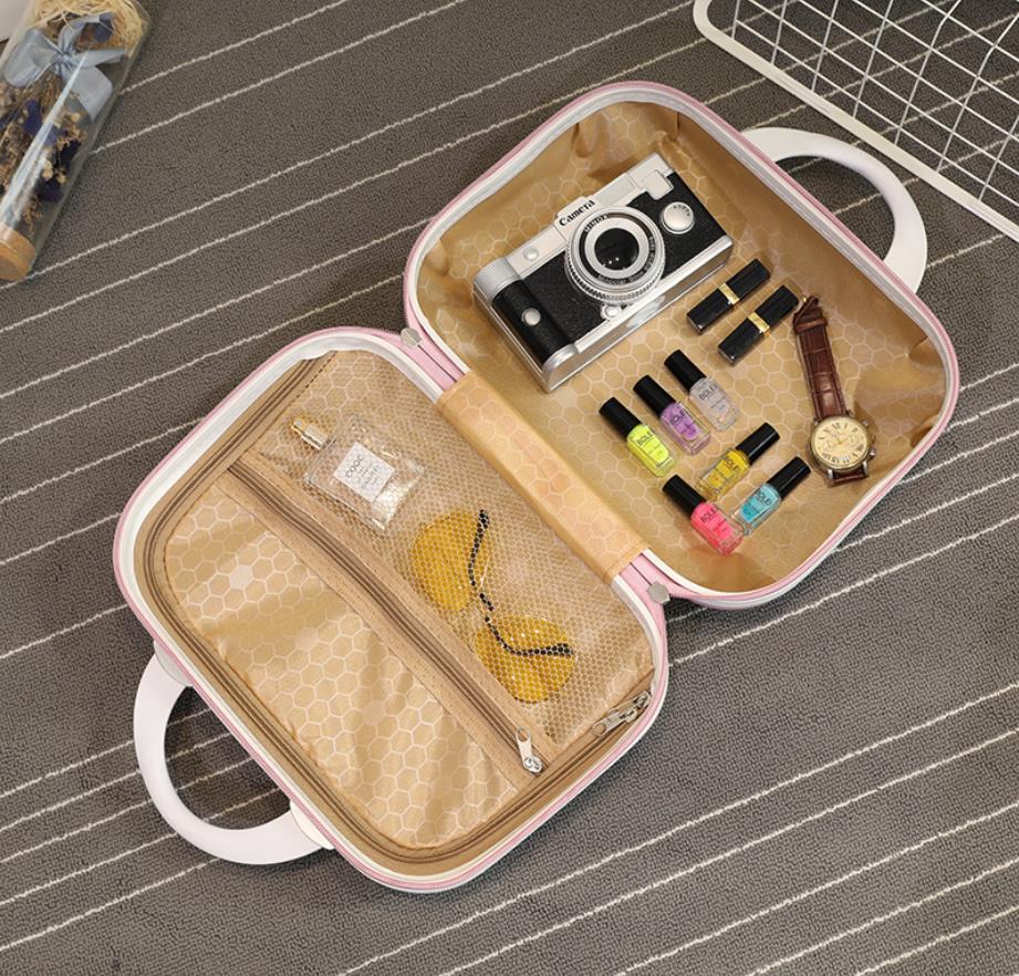 2023 NEW 13 Inch Mini Suitcase Diamond Cute Cosmetic Case Pink Small  Zipper Tide Storage Box 0 DailyAlertDeals