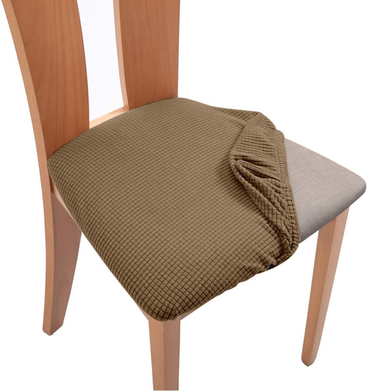 Spandex Jacquard Chair Cushion Cover Dining Room Upholstered Cushion Solid Chair Seat Cover Without Backrest Furniture Protector high chair covers DailyAlertDeals Color-18 1 Piece