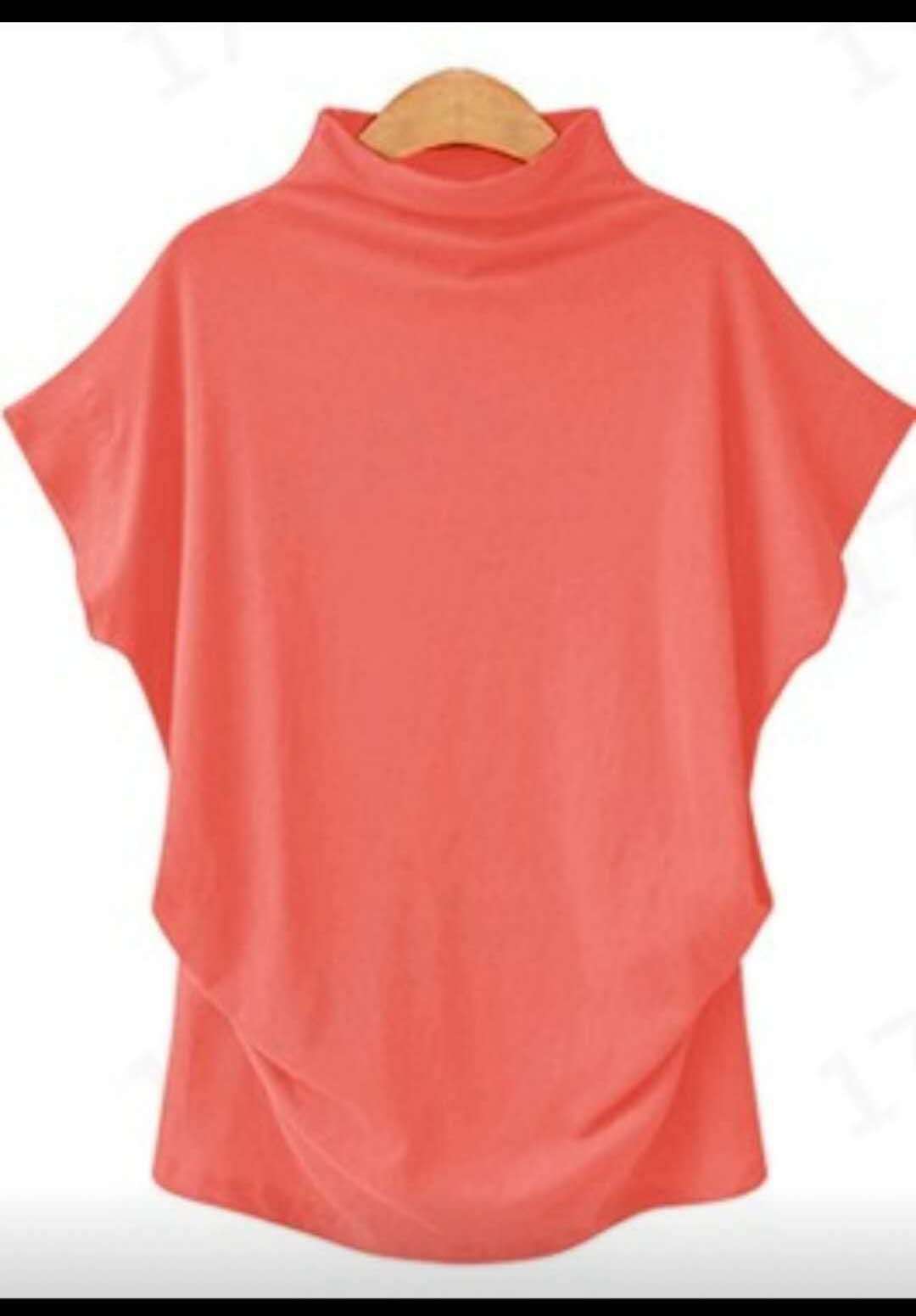 Jocoo Jolee Women Casual Turtleneck Short Batwing Sleeve Blouse Female Cotton Solid Oversized Tops Ladies Shirt 2020 Clothing DailyAlertDeals