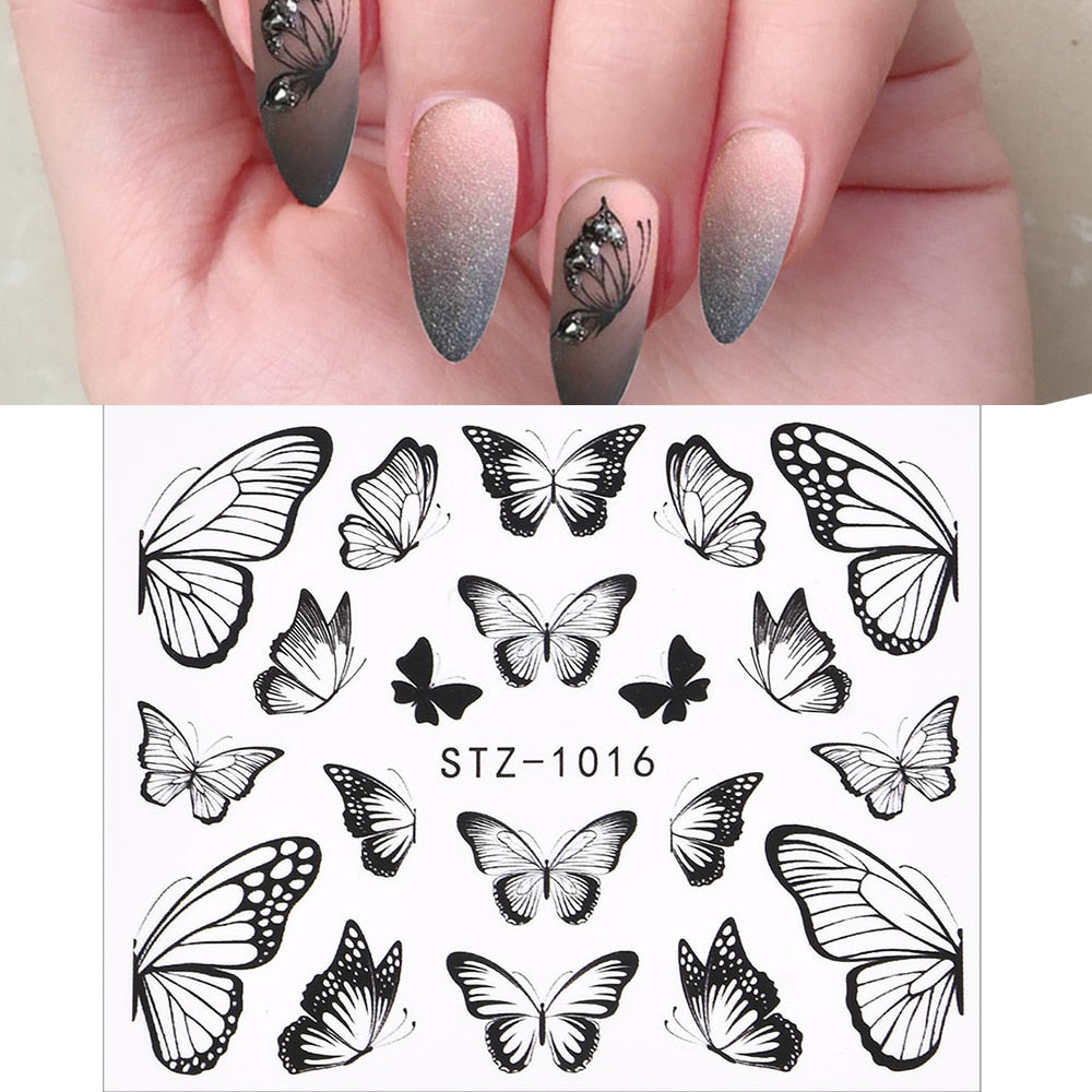 3D Watercolor Butterflies Sliders Nail Art Water Transfer Decal Sticker Blue Valentine's Day Nail Decoration Tattoo Manicure 0 DailyAlertDeals