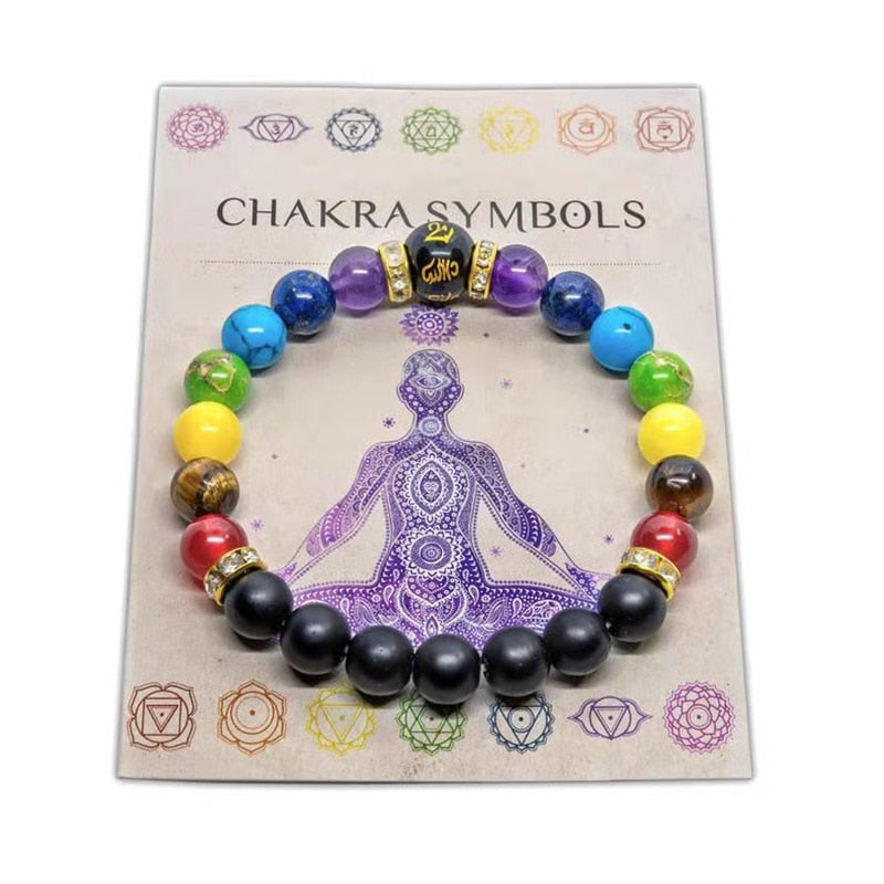 7 Chakra Bracelet with Meaning Cardfor Men Women Natural Crystal Healing Anxiety Jewellery Mandala Yoga Meditation Bracelet Gift 0 DailyAlertDeals 7Chakra 2