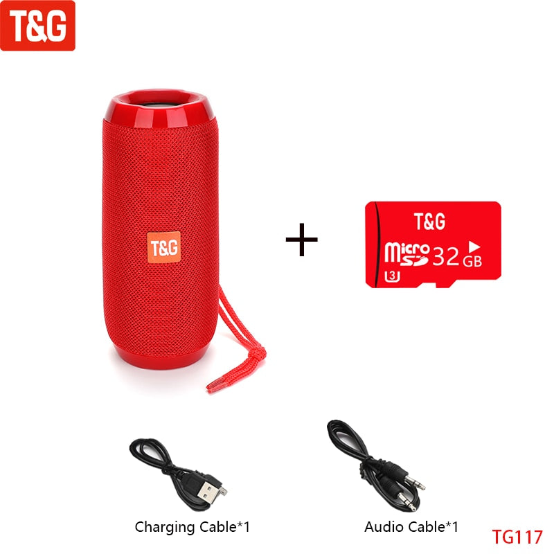 T&G TG117 Portable Bluetooth Speaker Wireless Bass Column Waterproof Outdoor Music Vibro Speakers TF Card Subwoofer Loudspeaker 0 DailyAlertDeals China Red TF Card Speaker