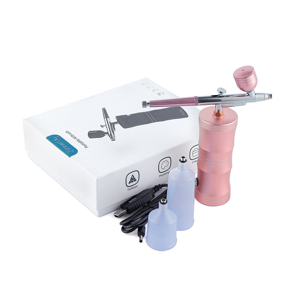 Foreverlily Mini Air Compressor Kit Air-Brush Paint Spray Gun Airbrush For Nail Art Tattoo Craft Cake Face Nano Fog Mist Sprayer 0 DailyAlertDeals PINK Poland