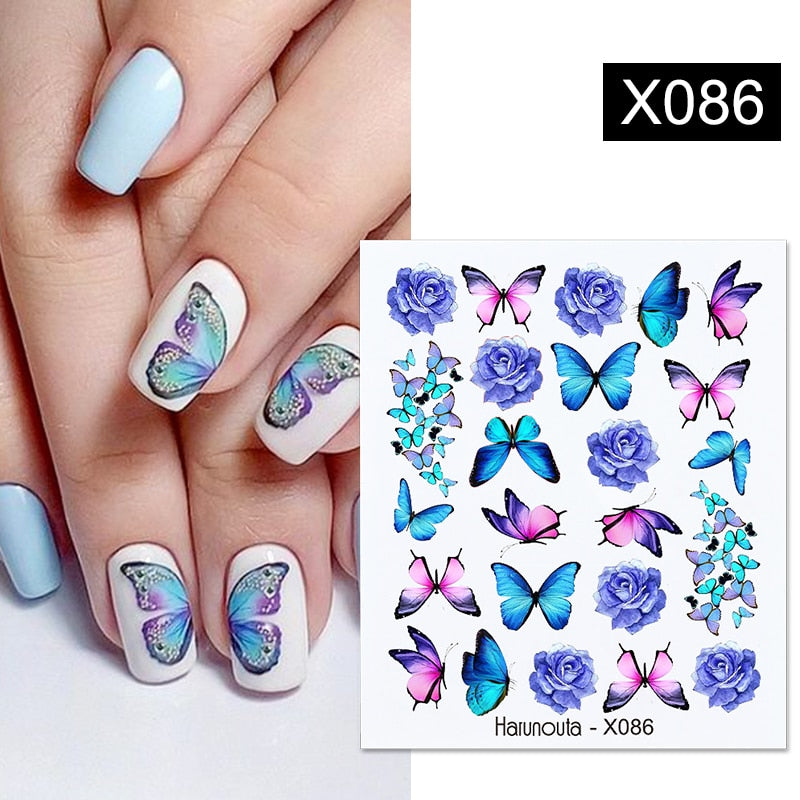 Harunouta Black Lines Flower Leaf Water Decals Stickers Spring Simple Green Theme Face Marble Pattern Slider For Nails Art Decor 0 DailyAlertDeals X086