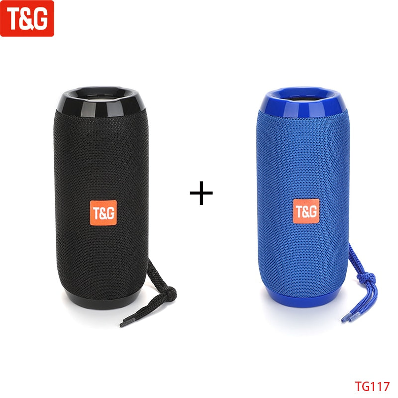 T&G TG117 Portable Bluetooth Speaker Wireless Bass Column Waterproof Outdoor Music Vibro Speakers TF Card Subwoofer Loudspeaker 0 DailyAlertDeals China Black Blue Speaker