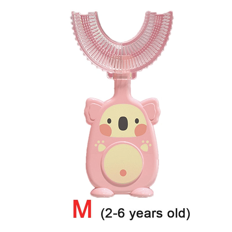 Baby toothbrush children teeth oral care cleaning brush soft Silicone teethers baby toothbrush new born baby items 2-12Y Baby silicon soft toothbrush DailyAlertDeals koala pink M