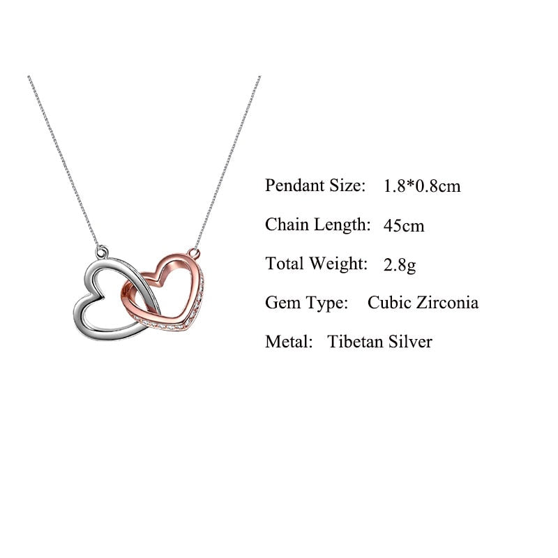 Mother Daughter Love Double Heart-shaped Connected Hollow Chain Necklace for Christmas GiftLight Luxury Female Clavicle Chain 0 DailyAlertDeals