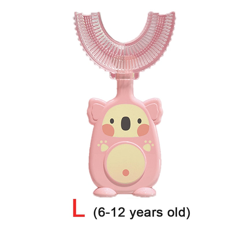 Baby toothbrush children teeth oral care cleaning brush soft Silicone teethers baby toothbrush new born baby items 2-12Y Baby silicon soft toothbrush DailyAlertDeals koala pink L