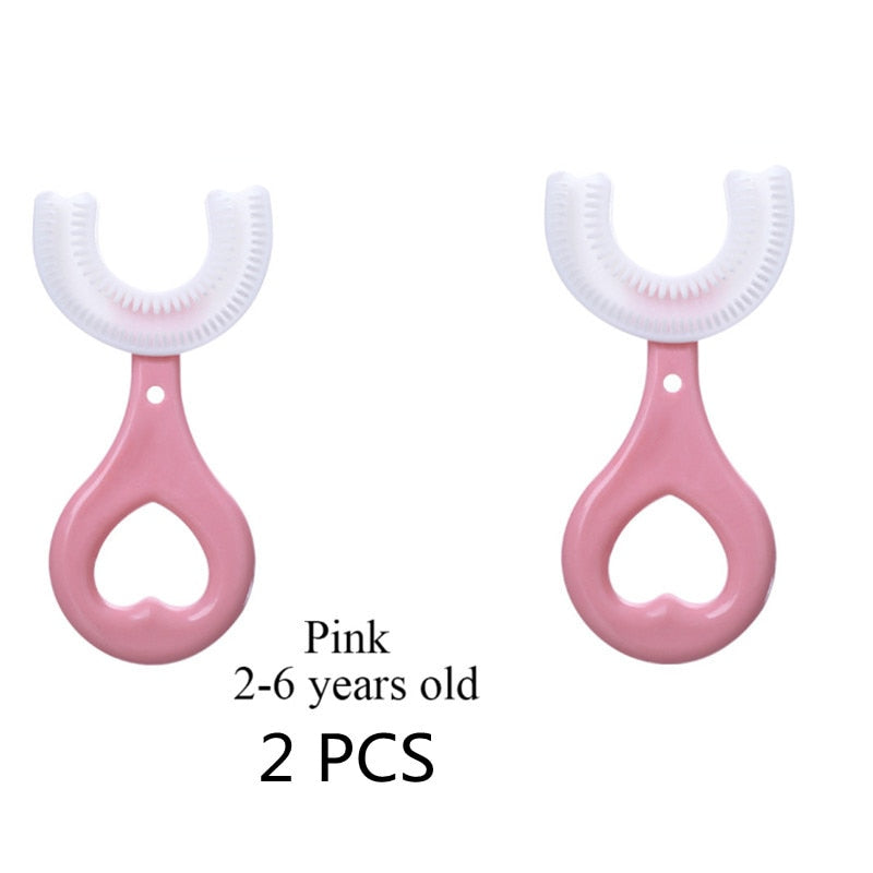Toothbrush Children 360 Degree U-shaped Child Toothbrush Teethers Brush Silicone Kids Teeth Oral Care Cleaning baby teether DailyAlertDeals 2pcs 1