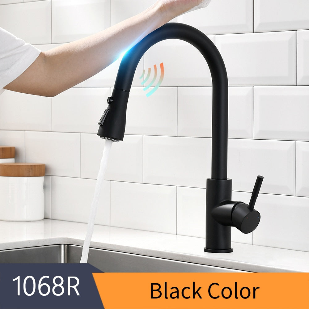 Smart Touch Kitchen Faucets Crane For Sensor Kitchen Water Tap Sink Mixer Rotate Touch Faucet Sensor Water Mixer KH-1005 Smart Touch Kitchen Faucets DailyAlertDeals 1068-Black United States