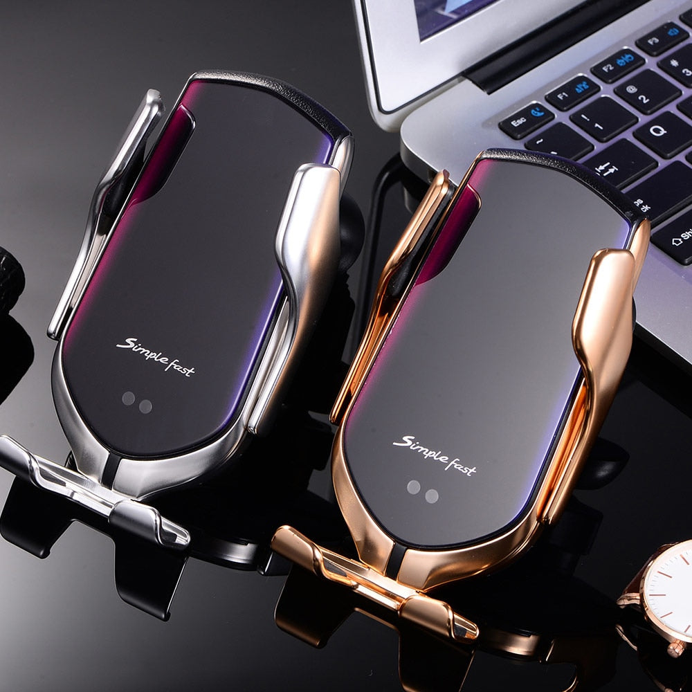 FLOVEME Qi Automatic Clamping 10W Wireless Charger Car Phone Holder Smart Infrared Sensor Air Vent Mount Mobile Phone Stand Hold Wireless Car Charger DailyAlertDeals
