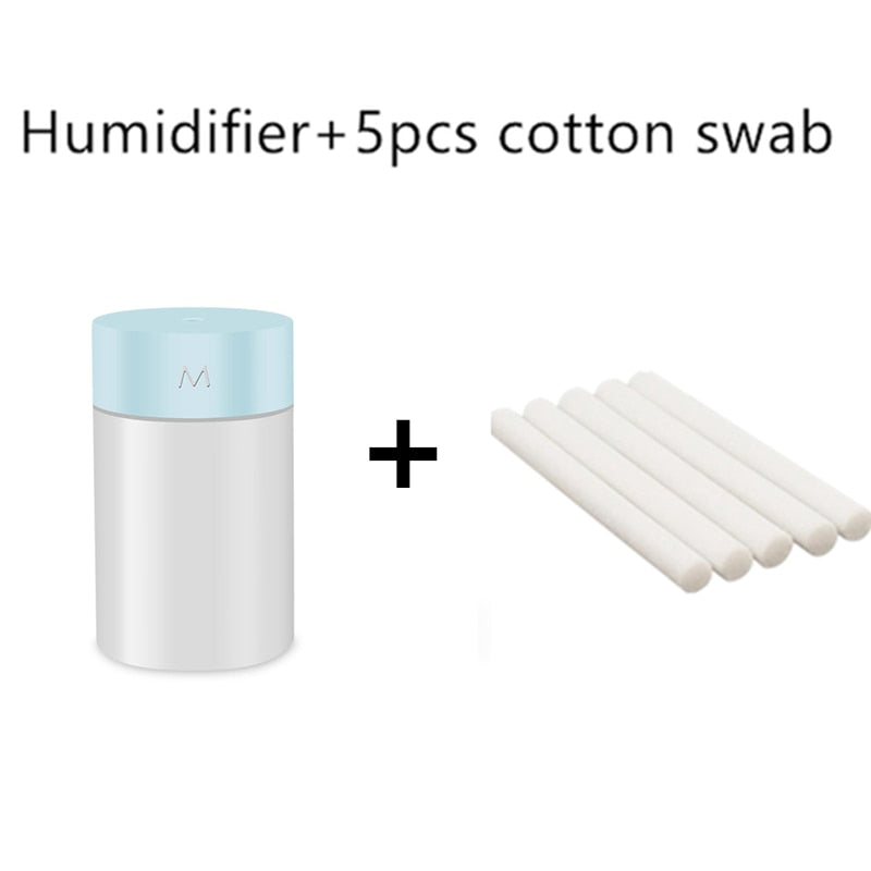 260ML Air Humidifier Ultrasonic Mini Aromatherapy Diffuser Portable Sprayer USB Essential Oil Atomizer LED Lamp for Home Car 0 DailyAlertDeals Blue and 5 filters