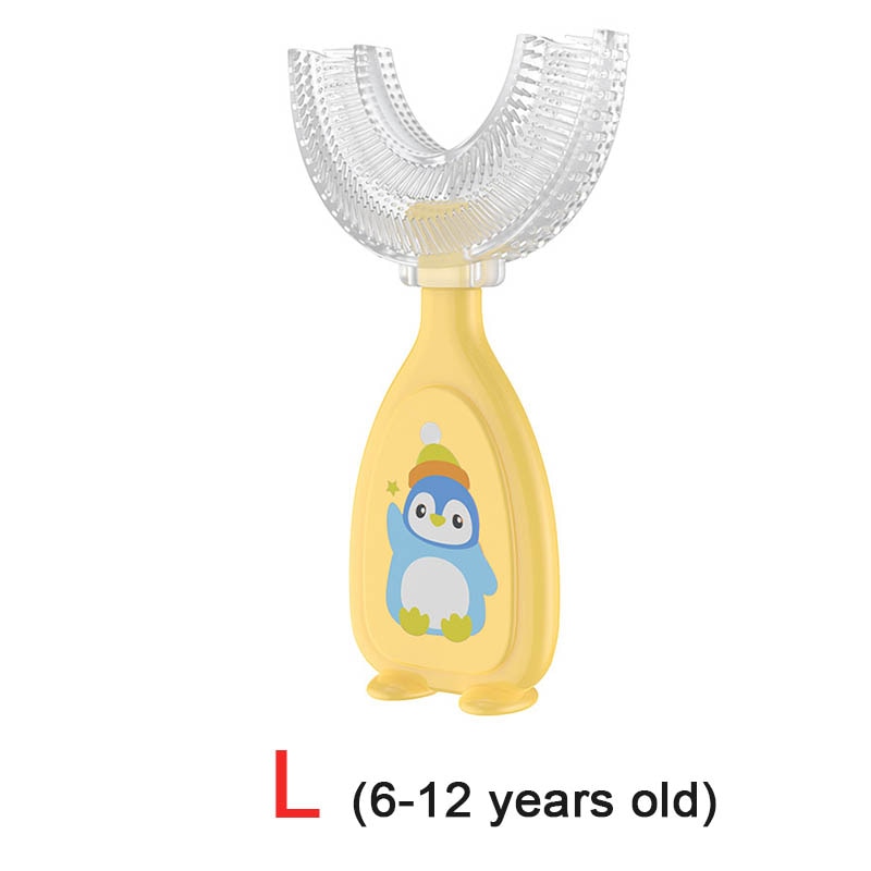 Baby toothbrush children teeth oral care cleaning brush soft Silicone teethers baby toothbrush new born baby items 2-12Y Baby silicon soft toothbrush DailyAlertDeals yellow L