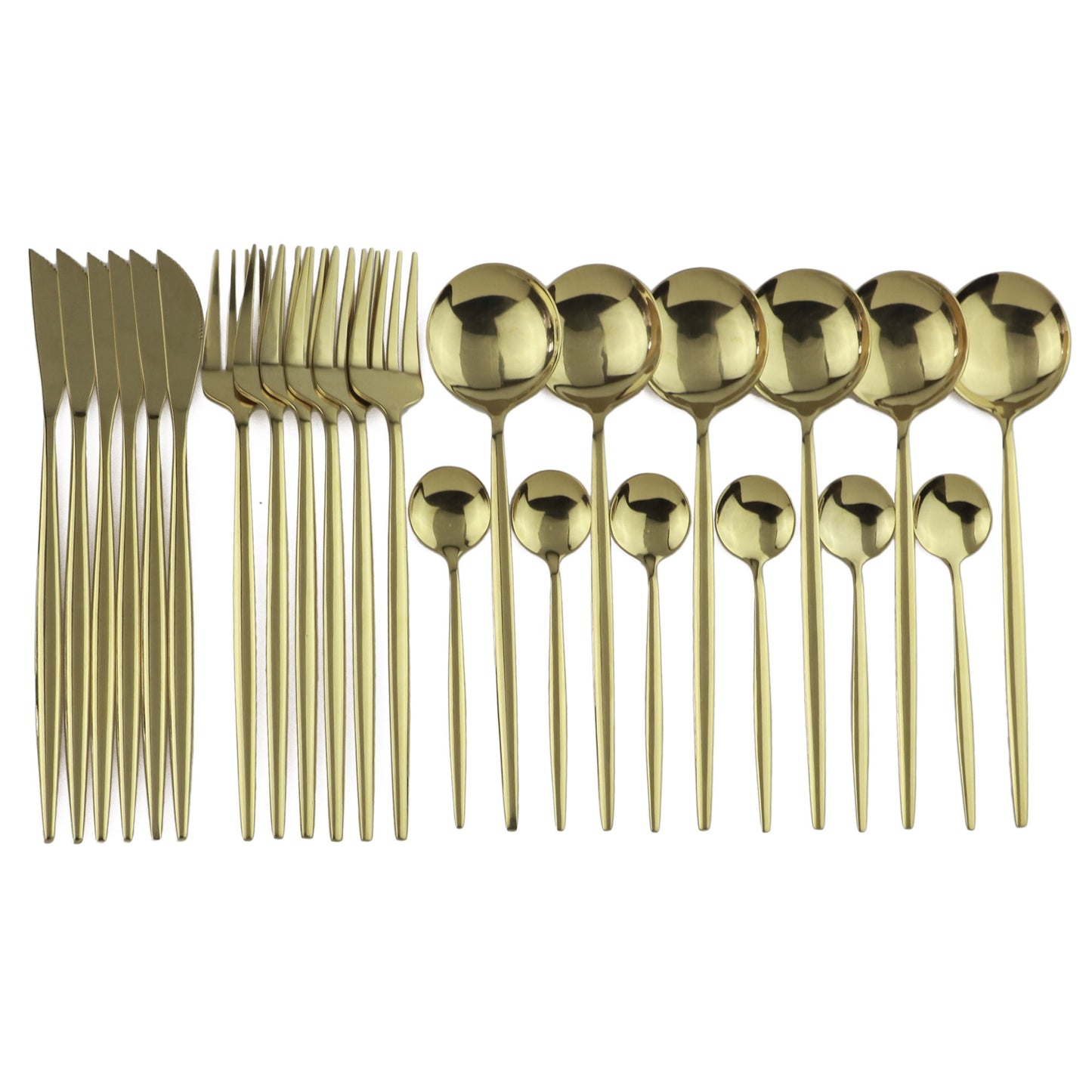 24pcs Black Western Dinnerware Set Stainless Steel Cutlery Set Fork Knife Spoon Tableware Set Flatware Set Silverware Set DailyAlertDeals China 24pcs Champagne Gold