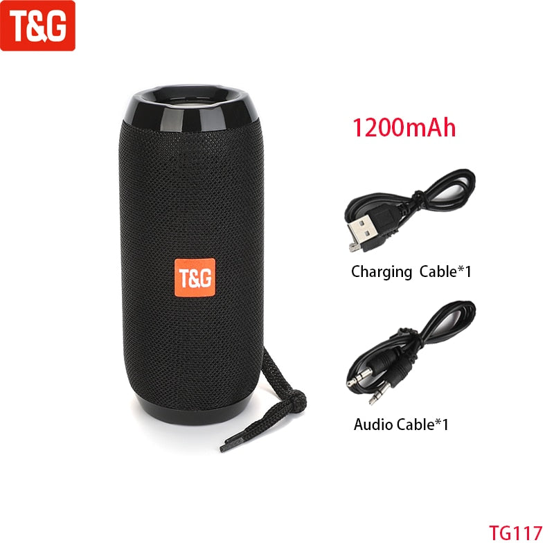 T&G TG117 Portable Bluetooth Speaker Wireless Bass Column Waterproof Outdoor Music Vibro Speakers TF Card Subwoofer Loudspeaker 0 DailyAlertDeals China Black Speaker