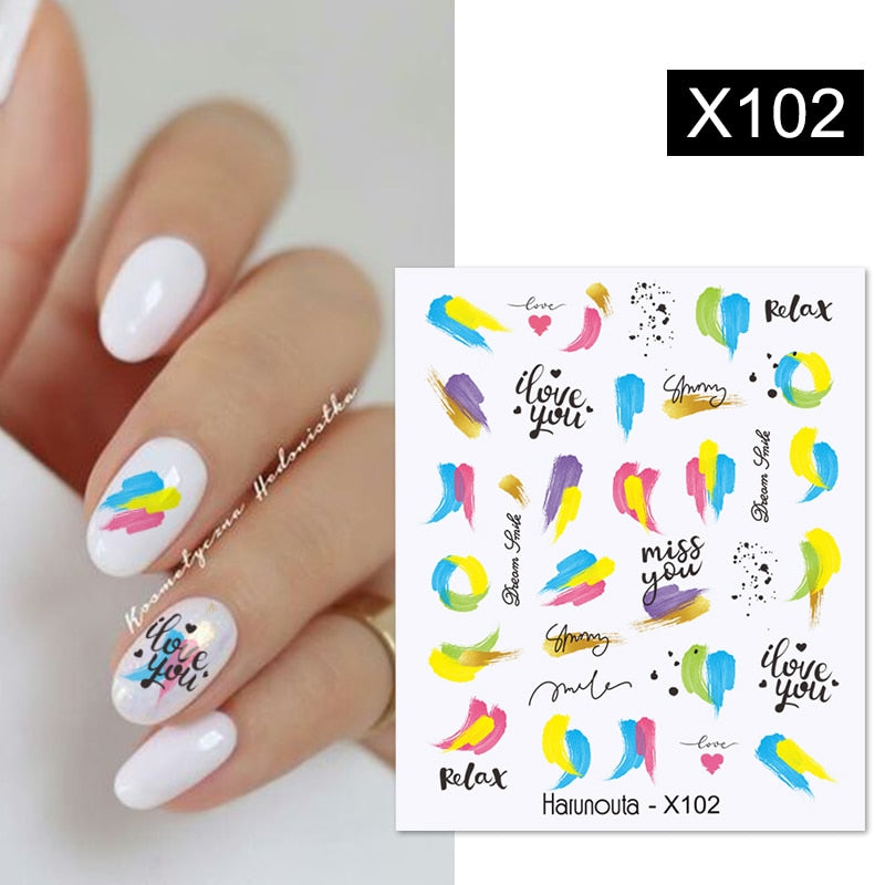 Harunouta Silver Black Geometric Textured Lines Stripe 3D Nail Sticker Flower Leaves Self Adhesive Transfer Sliders Paper 0 DailyAlertDeals X102