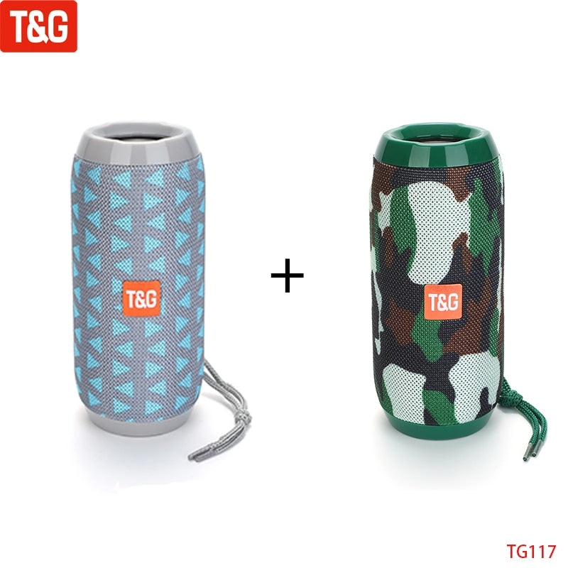 T&G TG117 Portable Bluetooth Speaker Wireless Bass Column Waterproof Outdoor Music Vibro Speakers TF Card Subwoofer Loudspeaker 0 DailyAlertDeals China Gray Camouflage Speaker