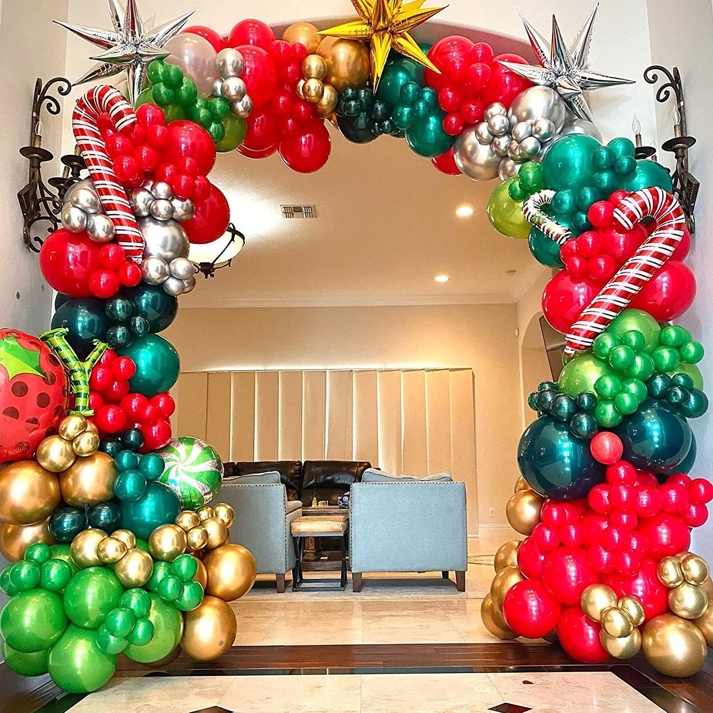 Christmas Balloon Arch Green Gold Red Box Candy Balloons Garland Cone Explosion Star Foil Balloons New Year Christma Party Decor Christmas Balloons DailyAlertDeals