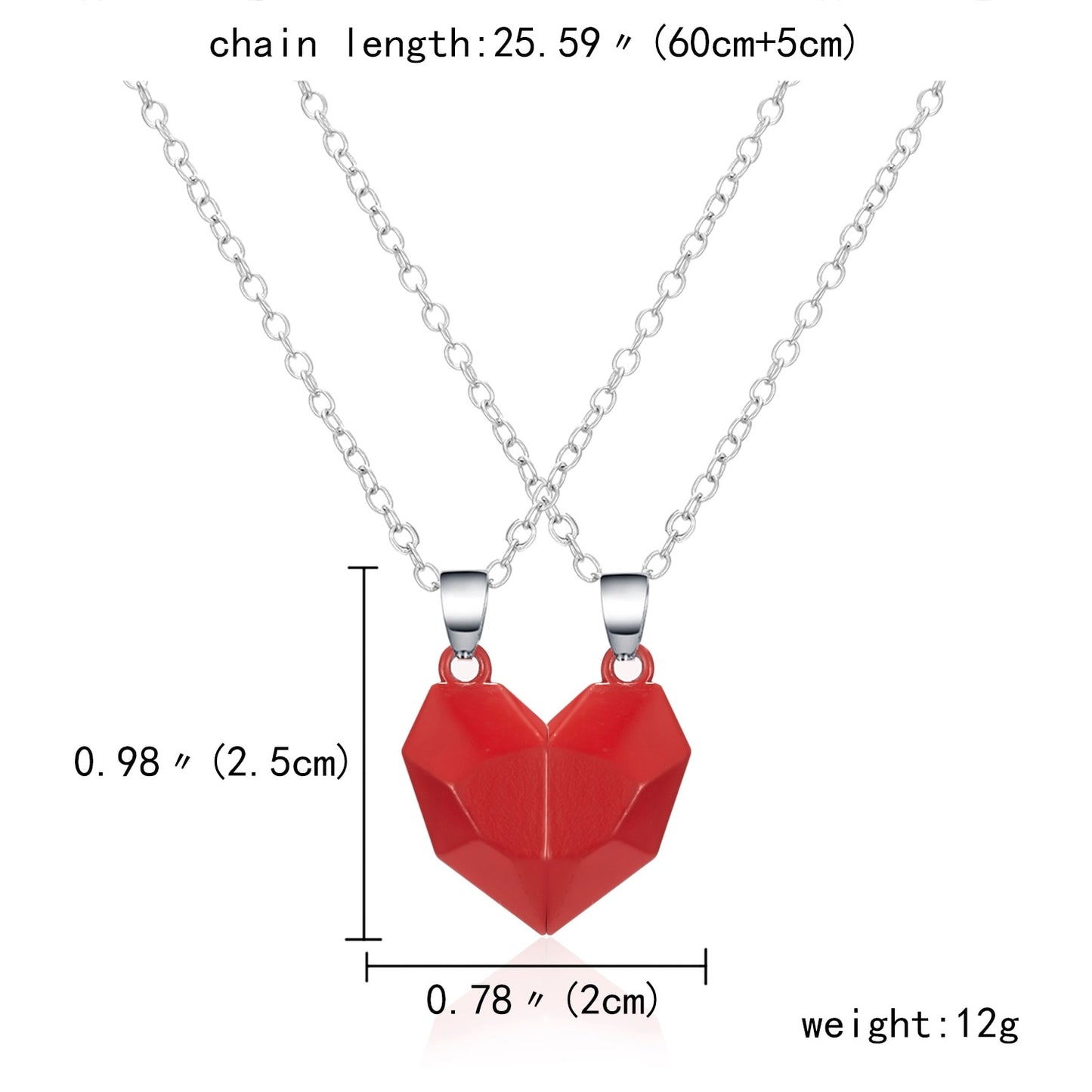 2Pcs/Lot Magnetic Couple Necklace Friendship Heart Pendant Distance Faceted Charm Necklace Women Valentine's Day Gift 2021 0 DailyAlertDeals