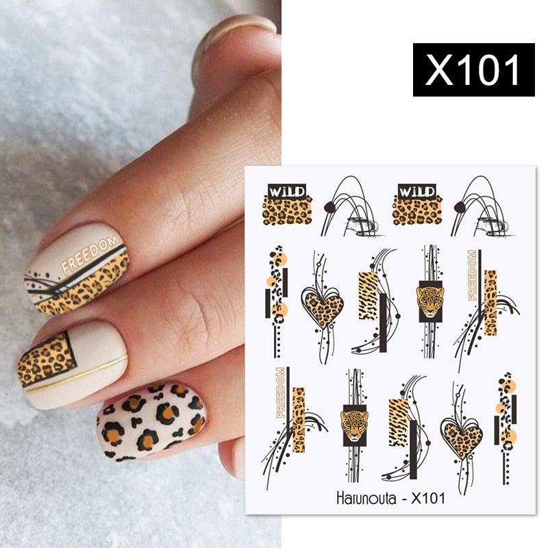 Harunouta Silver Black Geometric Textured Lines Stripe 3D Nail Sticker Flower Leaves Self Adhesive Transfer Sliders Paper 0 DailyAlertDeals X101