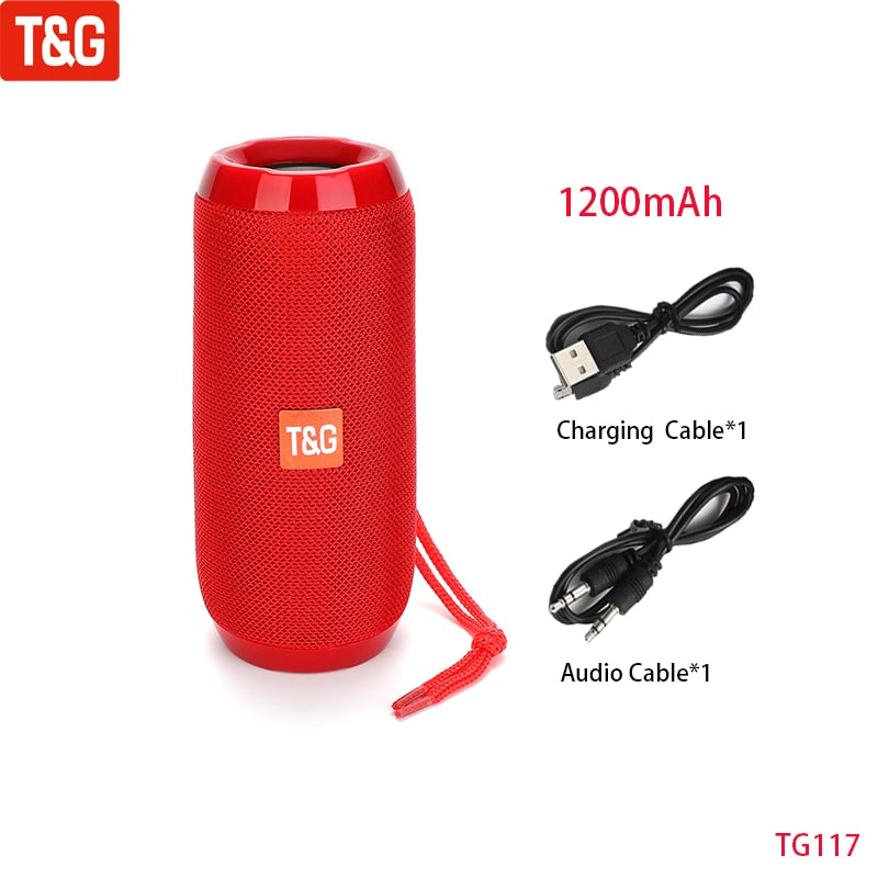 T&G TG117 Portable Bluetooth Speaker Wireless Bass Column Waterproof Outdoor Music Vibro Speakers TF Card Subwoofer Loudspeaker 0 DailyAlertDeals China Red Speaker