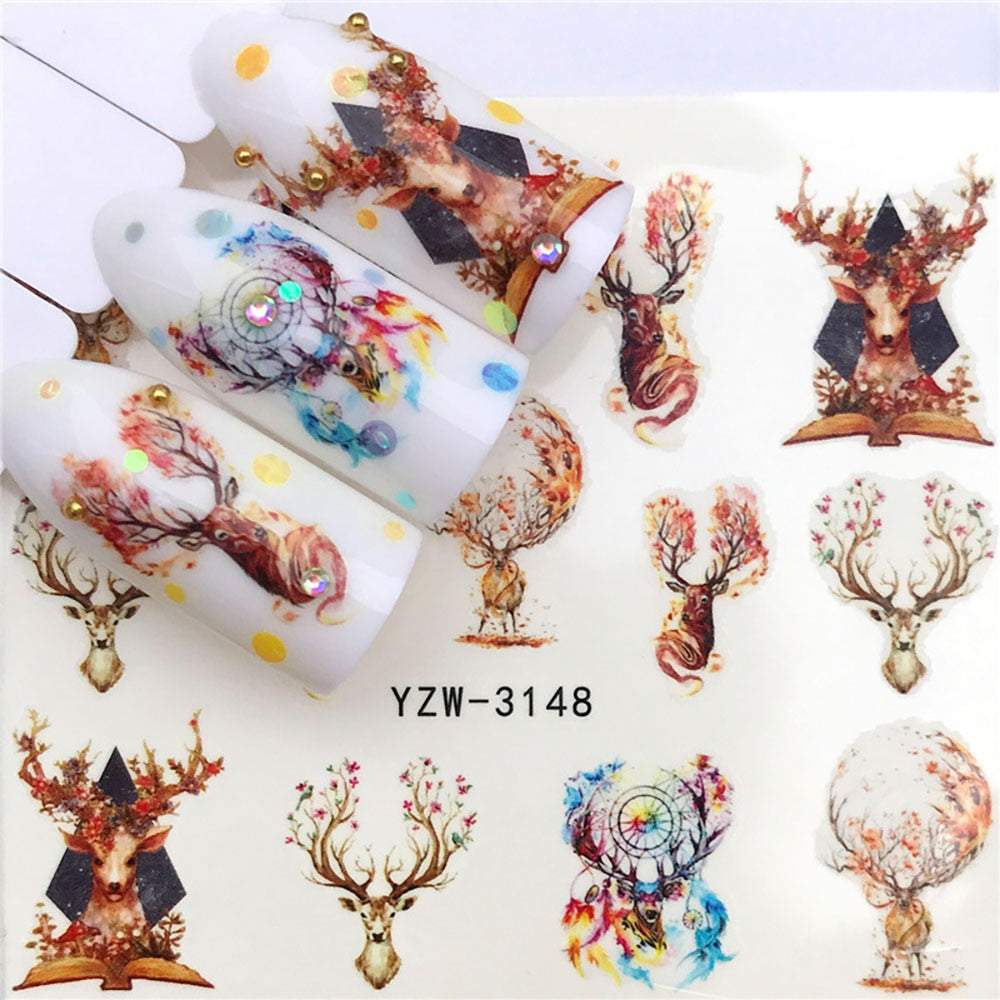 Nail Sticker Wolf Stickers Sliders For Nails Summer Full Nail Design Decorations Water Decals Animal Transfer Children's Slider nail art DailyAlertDeals YZW-3148