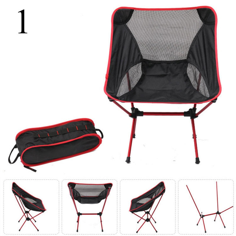 Detachable Portable Folding Moon Chair Outdoor Camping Chairs Beach Fishing Chair Ultralight Travel Hiking Picnic Seat Tools 0 DailyAlertDeals China Red