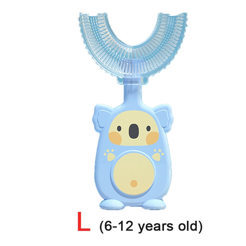 Baby toothbrush children teeth oral care cleaning brush soft Silicone teethers baby toothbrush new born baby items 2-12Y Baby silicon soft toothbrush DailyAlertDeals koala blue L
