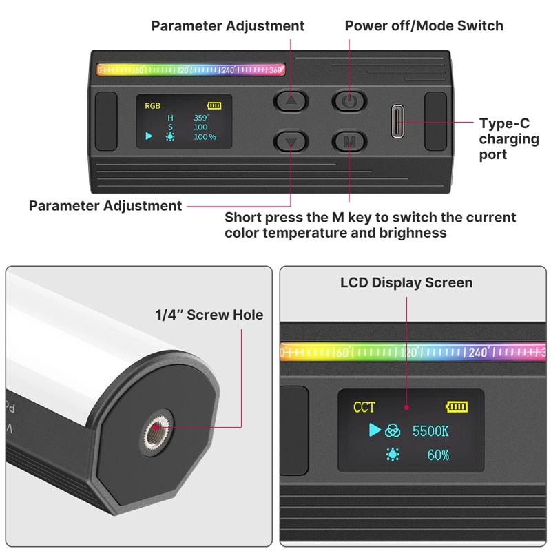 Ulanzi i-Light VL119 RGB Handheld Light Wand LED RGB Stick 2500-9000K Photography Lighting Magnetic Tube Light for Video Vlog 0 DailyAlertDeals