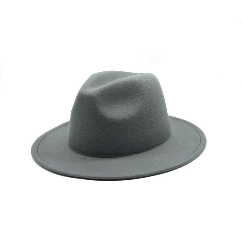 Autumn Winter Womens Felt Hat Fedoras Big Brim Hats For Women British Style Vintage Church Hats Lady Flat Brim White jazz cap 0 DailyAlertDeals 5 56-58cm