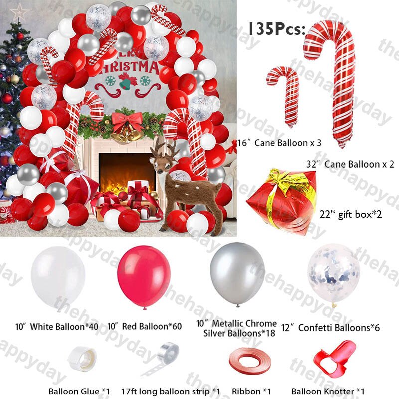 Christmas Balloon Arch Green Gold Red Box Candy Balloons Garland Cone Explosion Star Foil Balloons Christmas Decoration Party Christmas Balloons DailyAlertDeals I 135pcs christmas Other