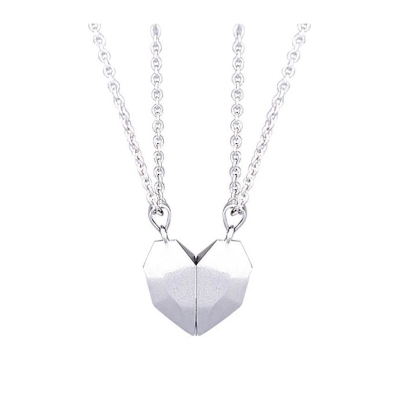 2Pcs/Lot Magnetic Couple Necklace Friendship Heart Pendant Distance Faceted Charm Necklace Women Valentine's Day Gift 2021 0 DailyAlertDeals 3