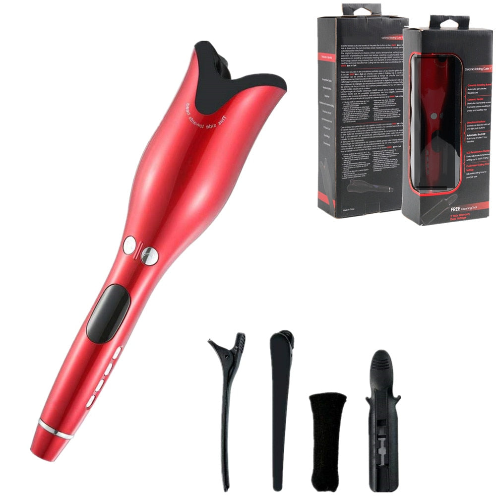 Auto Rotating Ceramic Hair Curler Automatic Curling Iron Styling Tool Hair Iron Curling Wand Air Spin and Curl Curler Hair Waver DailyAlertDeals China with box 2 US