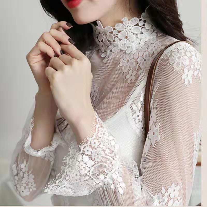 JuneLove New Transparent Korean Fashion Loose Women Blouse 22 Colors Can Choose Female Bottoming Blouses Plus Size Cheaper Tops 0 DailyAlertDeals 666AWHITE 40-65KG