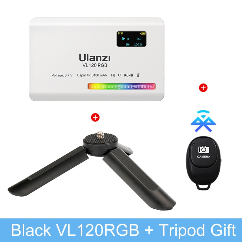 VL120 RGB on Camera LED Video Lights with Diffuser 2500-9000K CRI 95+ 3100mAh LED Video Light Panel for Camera Phone Photography Lights Video camera lights DailyAlertDeals USA White with tripod