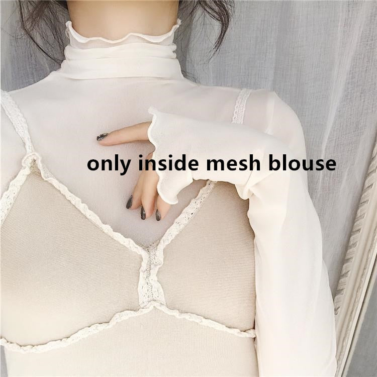 JuneLove New Transparent Korean Fashion Loose Women Blouse 22 Colors Can Choose Female Bottoming Blouses Plus Size Cheaper Tops 0 DailyAlertDeals 668AWHITE 40-65KG
