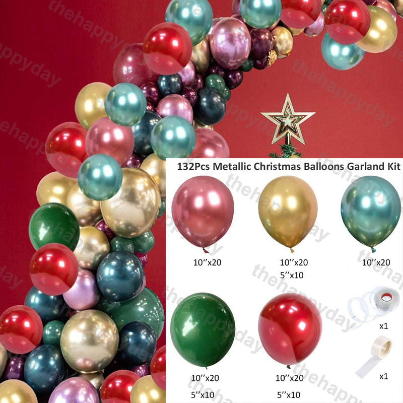 Christmas Balloon Arch Green Gold Red Box Candy Balloons Garland Cone Explosion Star Foil Balloons New Year Christma Party Decor Christmas Balloons DailyAlertDeals H 132pcs Christmas Other